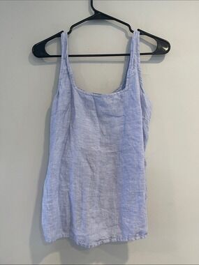 Tahari Light Blue 100% Hemp Scoop Neck Tank Top Camisole Size Medium